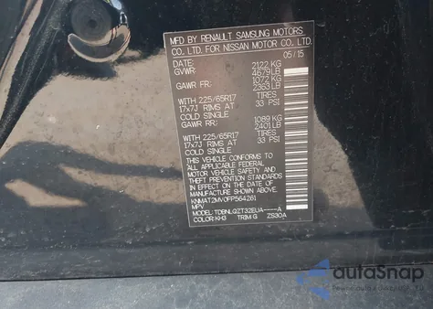 2015 Nissan Rogue Sv из США, поврежденный, VIN KNMAT2MV0FP564261